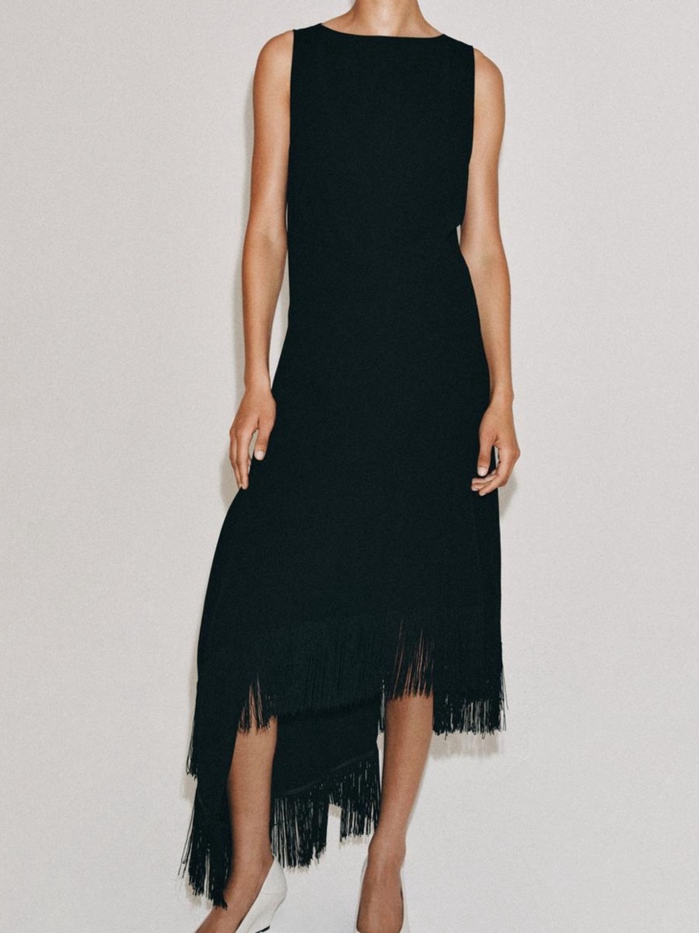 NWT Zara ZW collection asymmetric fringe dress